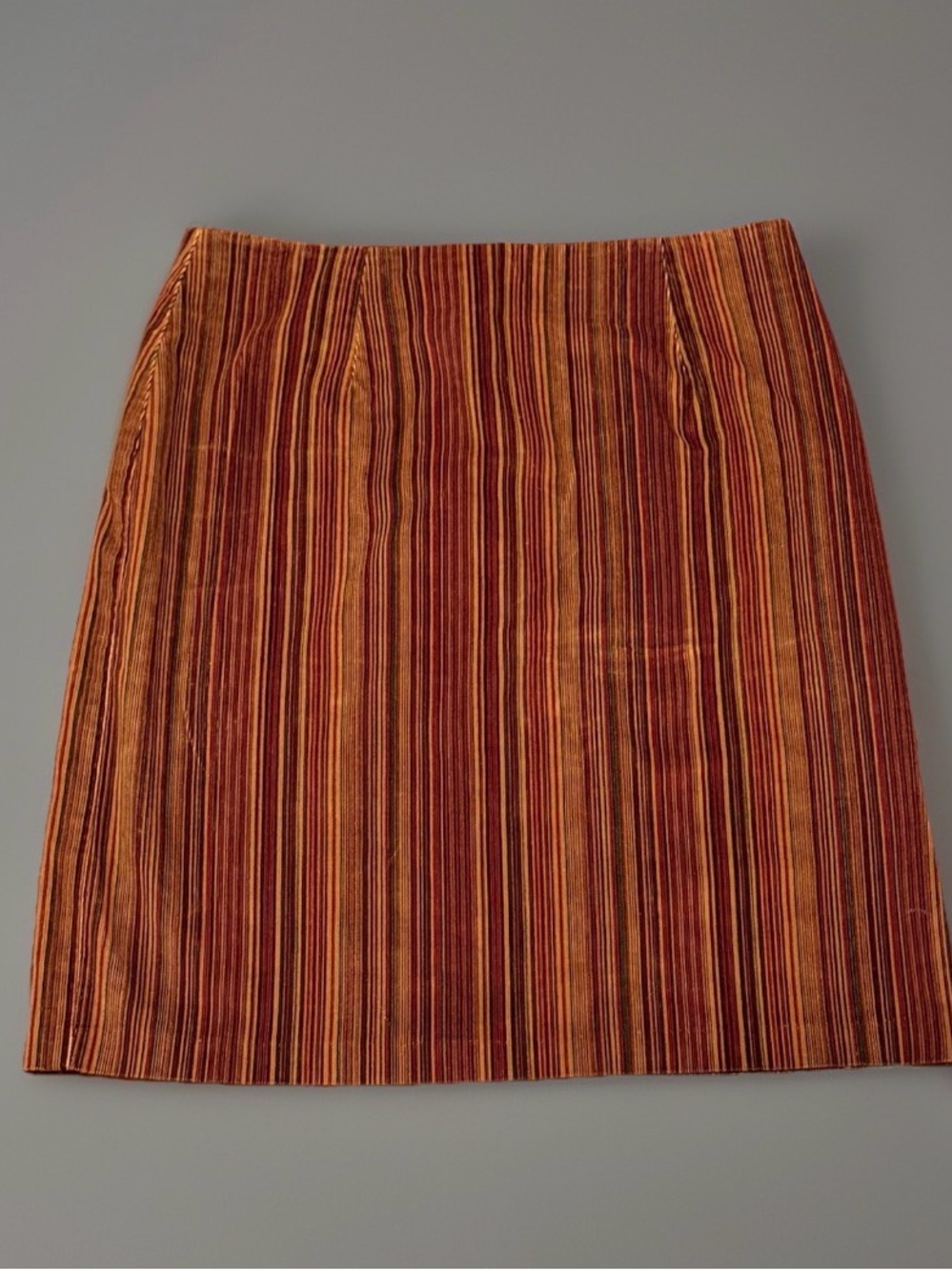 Carolina Blues Stretch Striped Skirt Size 12 Brown Rust Burgundy Cotton Blend